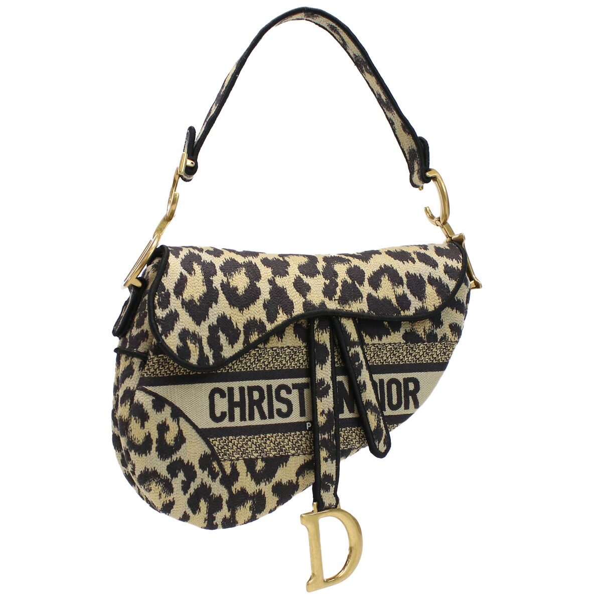 ディオール Christian Dior ハンドバッグ ブランド mizza サドルバッグ レオパード ロゴ M0446　CRHM　918 ベージュ系 マルチカラー